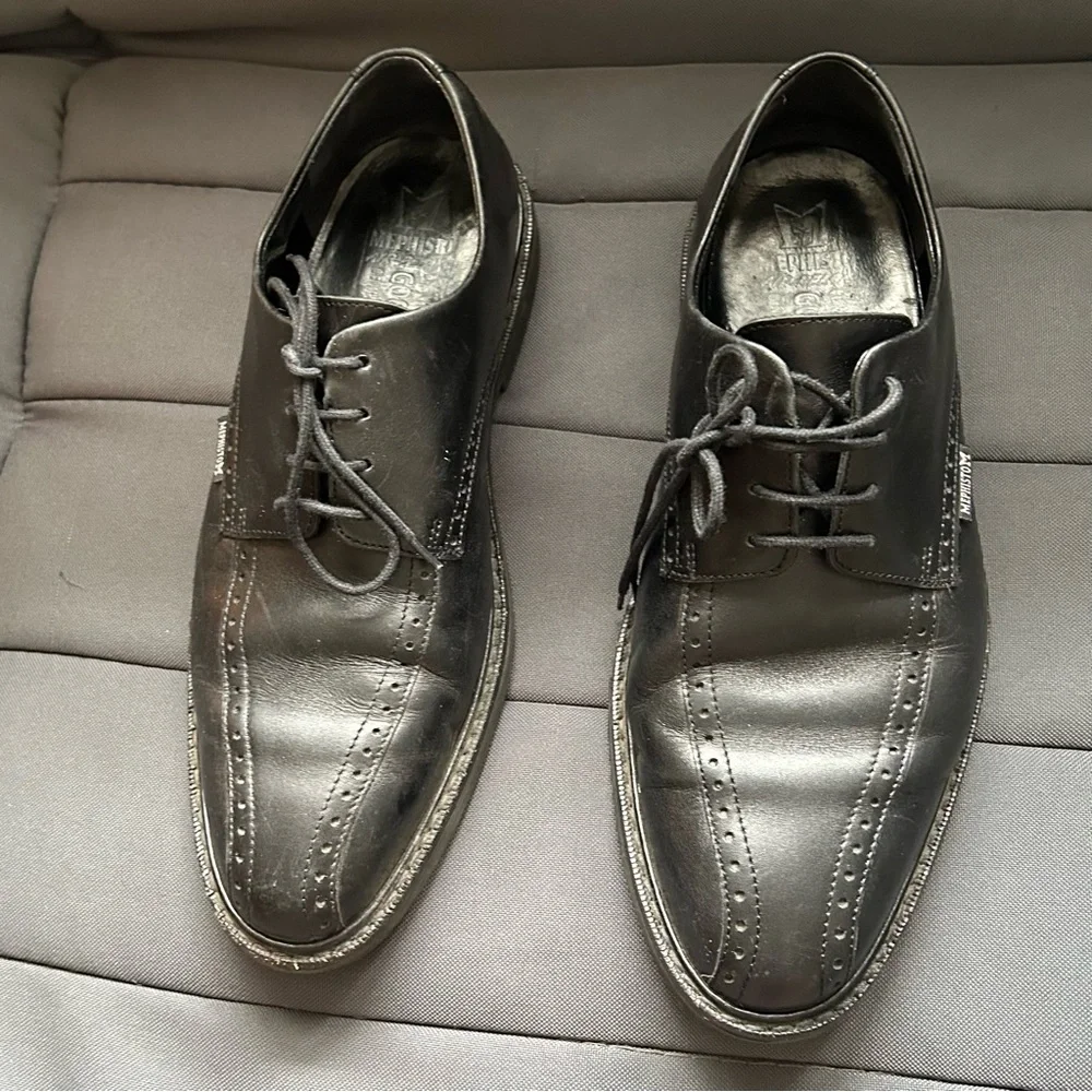 Mephisto  Mens Goodyear Belt Classic Black Leather Oxfords,   Size 9 - Picture 7 of 12